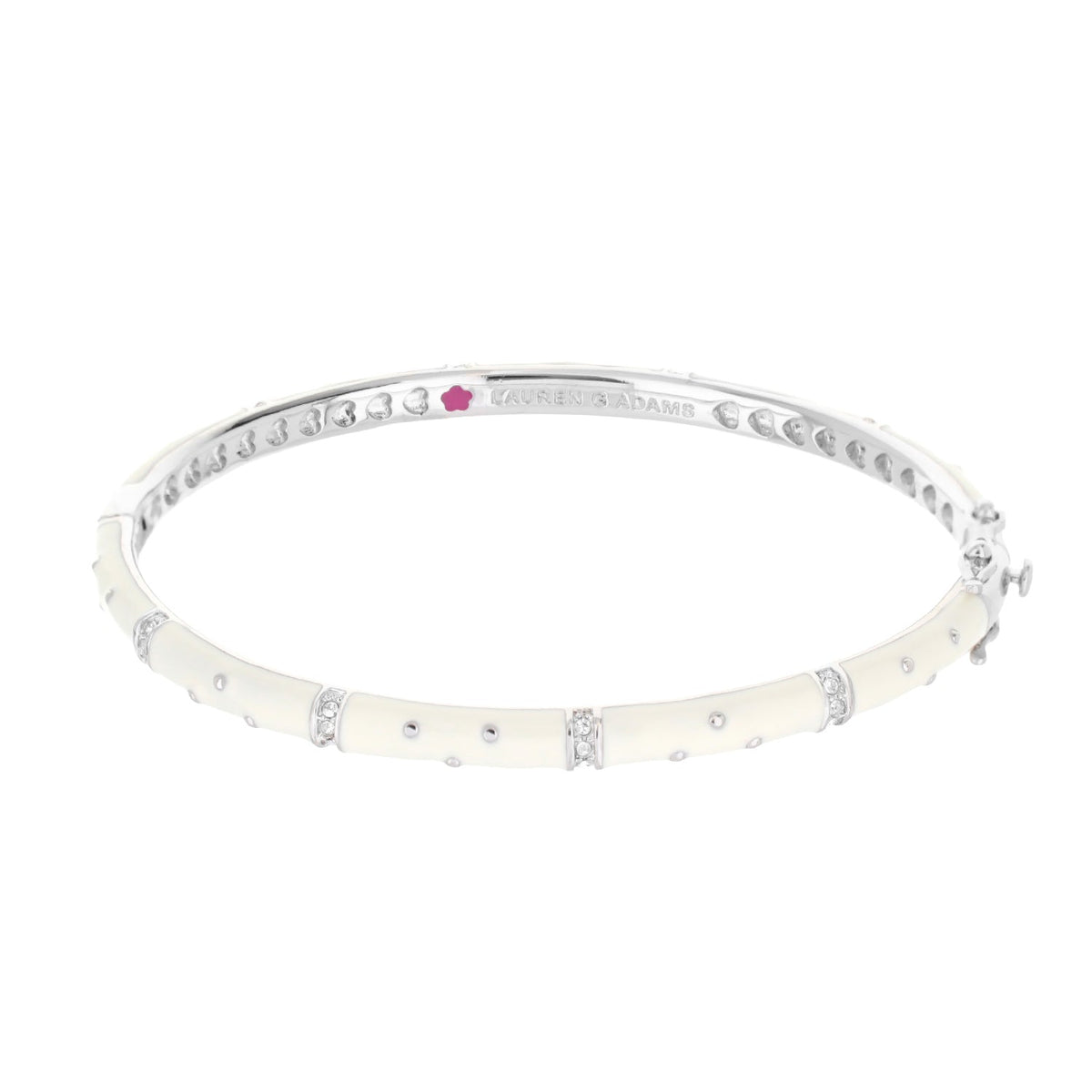 Polka Dot Stackable Bangle by Lauren G Adams, white enamel with crystal accents on Tampa Home & Garden Store