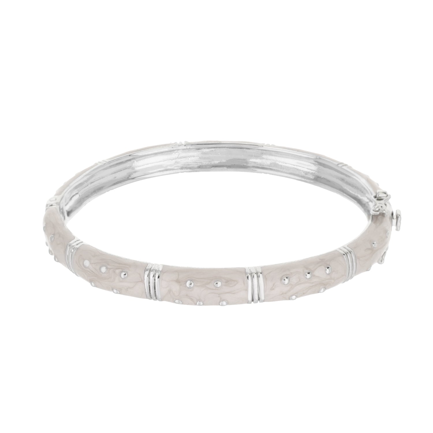 Polka Dot Stackable Bangle by Lauren G Adams, wide beige enamel with silver dots on Tampa Home & Garden Store
