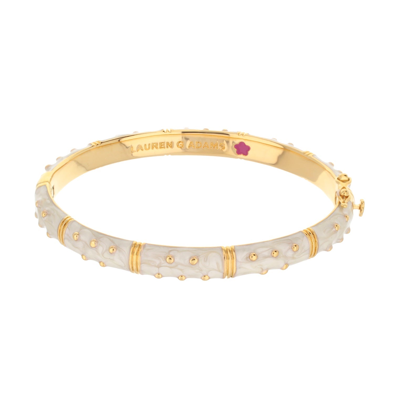 Polka Dot Stackable Bangle gold-tone with white marbled enamel crystal dot Lauren G Adams on Tampa Home & Garden Store