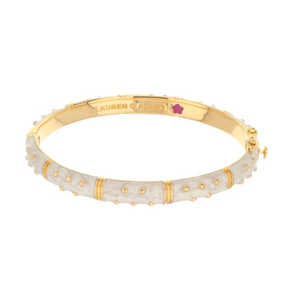Polka Dot Stackable Bangle gold-tone with white marbled enamel crystal dot Lauren G Adams on Tampa Home & Garden Store