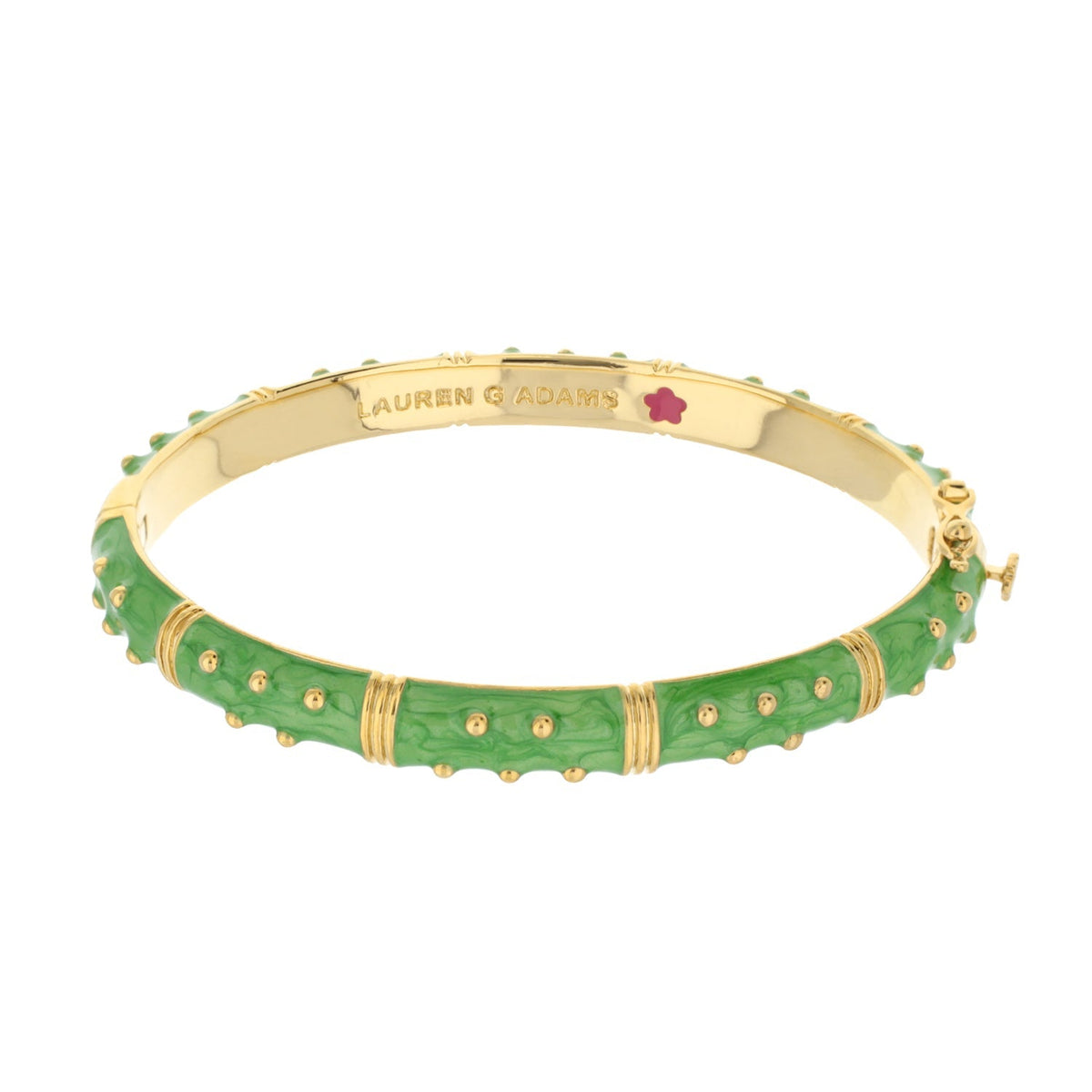 Polka Dot Stackable Bangle - Wide Crystal Dot green enamel with gold-tone by Lauren G Adams on Tampa Home & Garden Store