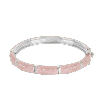 Polka Dot Stackable Bangle - wide pink crystal-dot bracelet by Lauren G Adams with silver accents on Tampa Home & Garden Store