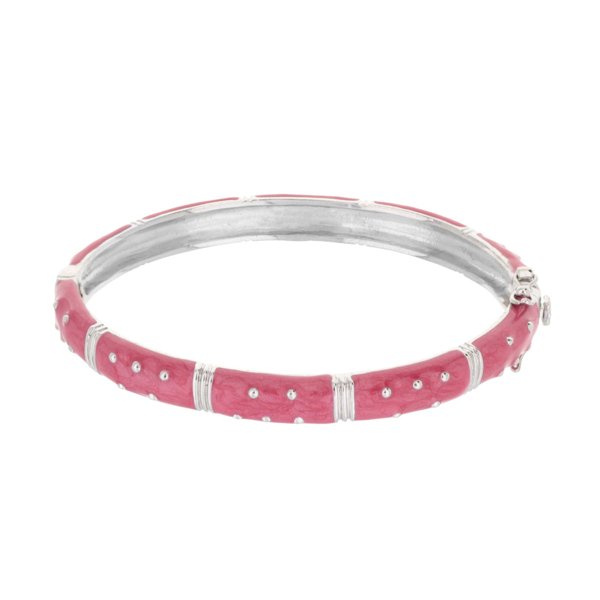 Polka Dot Stackable Bangle pink enamel bracelet with silver-tone dots Lauren G Adams on Tampa Home & Garden Store