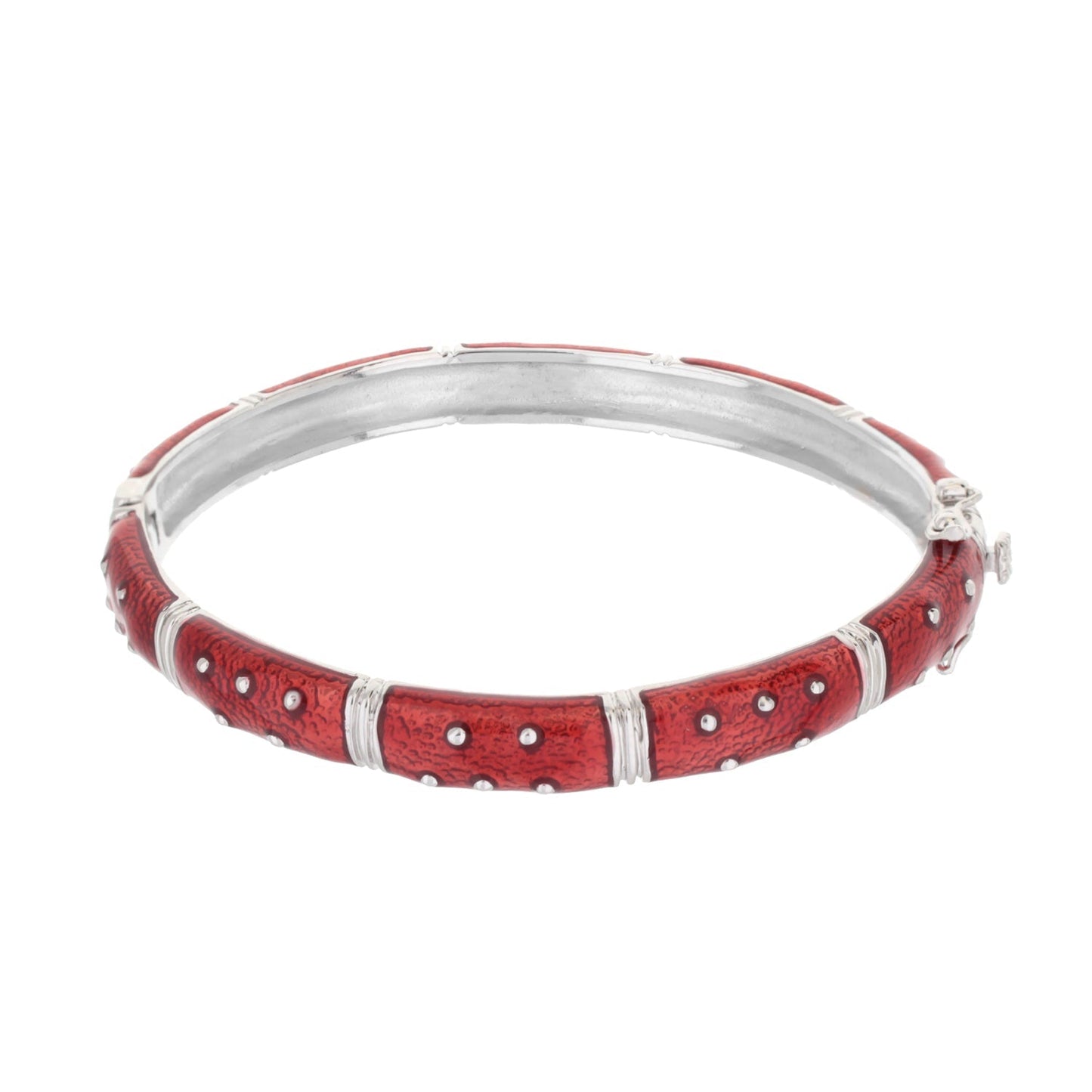 Polka Dot Stackable Bangle - Wide Crystal Dot red leather bracelet with silver-tone accents by Lauren G Adams on Tampa Home & Garden Store
