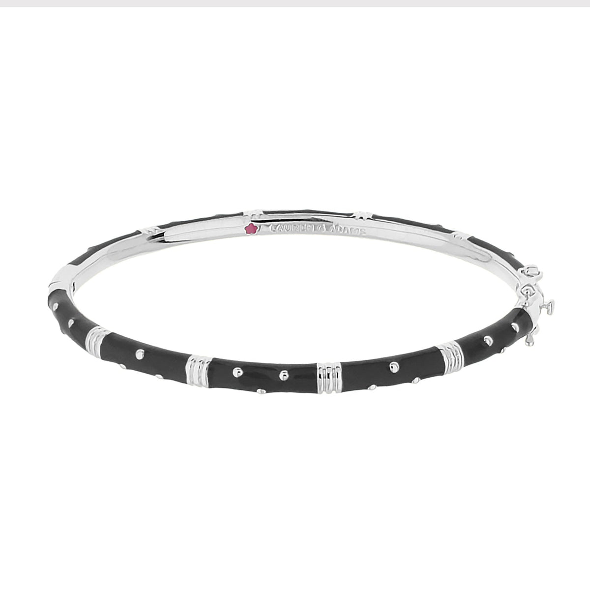 Polka Dot Stackable Bangle with black leather strap and silver crystal dots, Lauren G Adams on Tampa Home & Garden Store