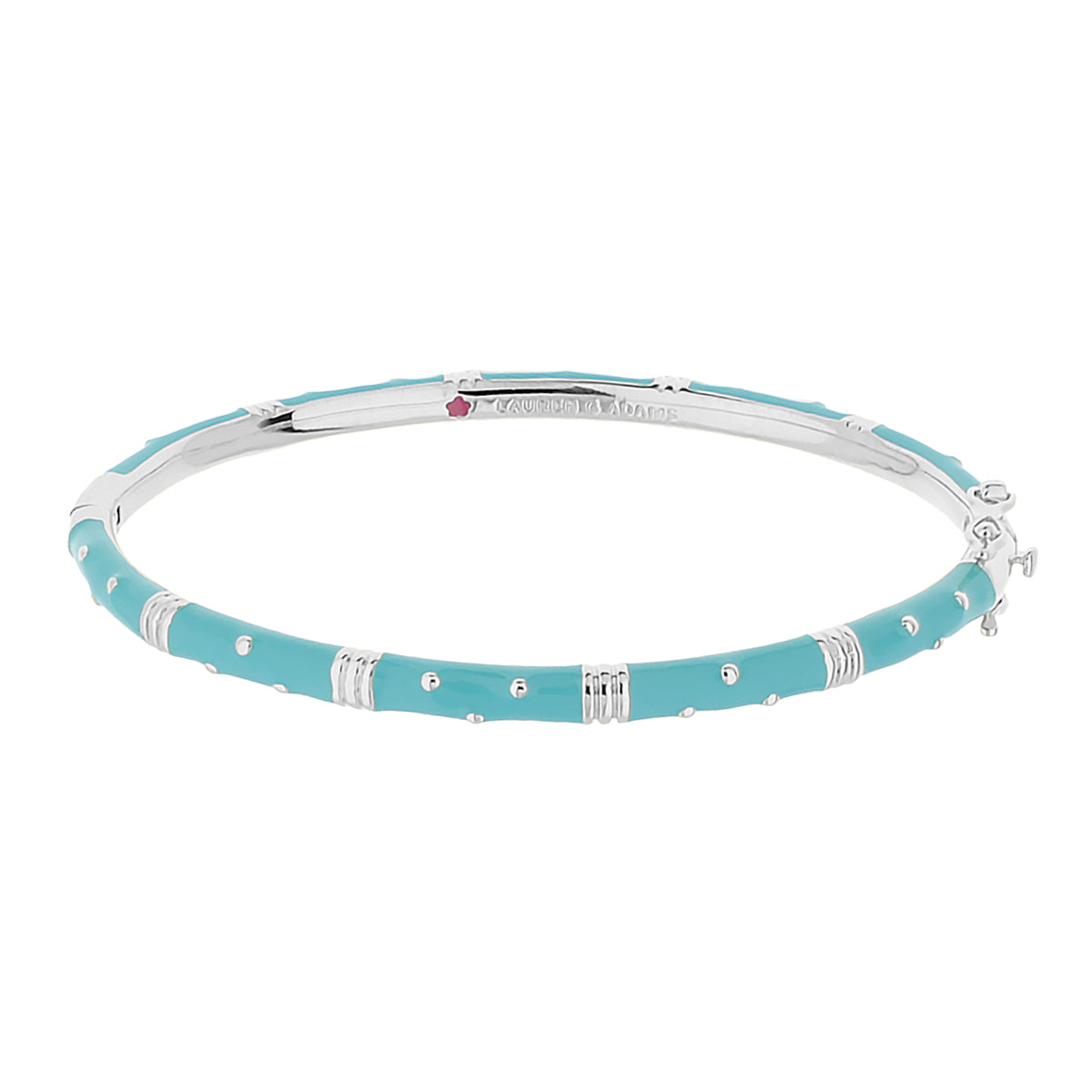 Polka Dot Stackable Bangle turquoise enamel bracelet by Lauren G Adams with silver dots on Tampa Home & Garden Store