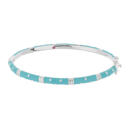 Polka Dot Stackable Bangle turquoise enamel bracelet by Lauren G Adams with silver dots on Tampa Home & Garden Store