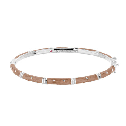 Polka Dot Stackable Bangle bracelet with tan band and silver-tone accents by Lauren G Adams on Tampa Home & Garden Store
