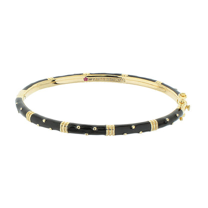 Polka Dot Stackable Bangle in black enamel with gold-tone accents by Lauren G Adams on Tampa Home & Garden Store