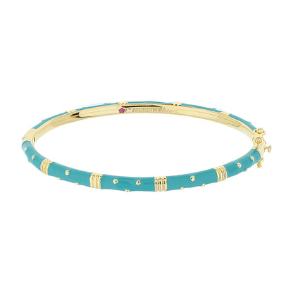 Polka Dot Stackable Bangle Slim Crystal Dot turquoise enamel gold accents by Lauren G Adams on Tampa Home & Garden Store