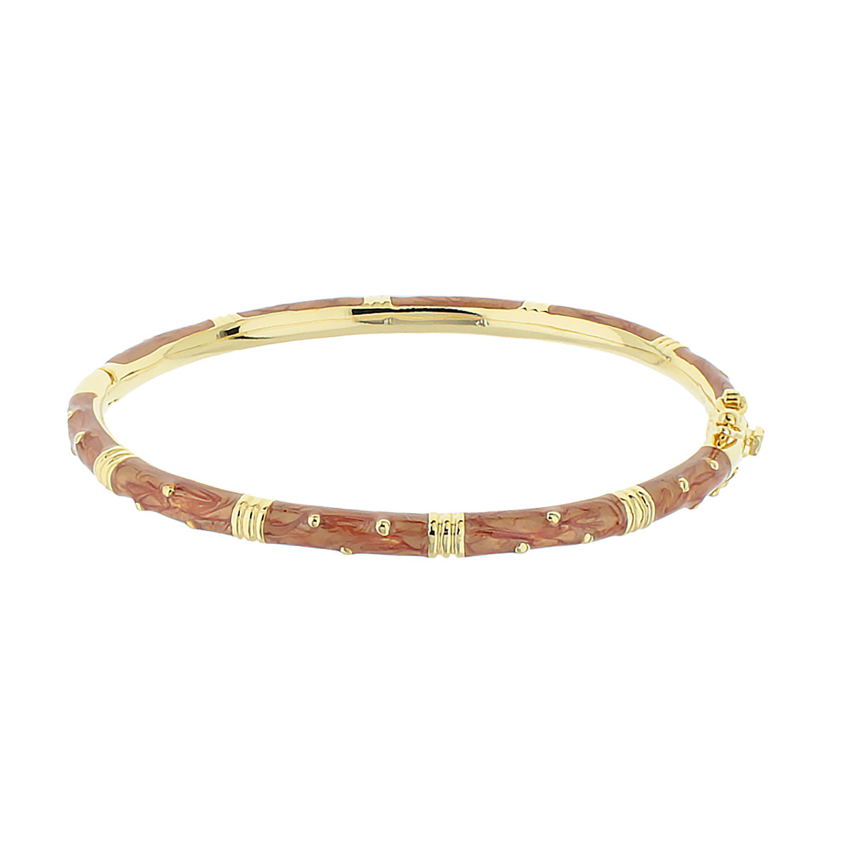 Polka Dot Stackable Bangle gold-tone bracelet with brown marbled segments and crystal dots on Tampa Home & Garden Store