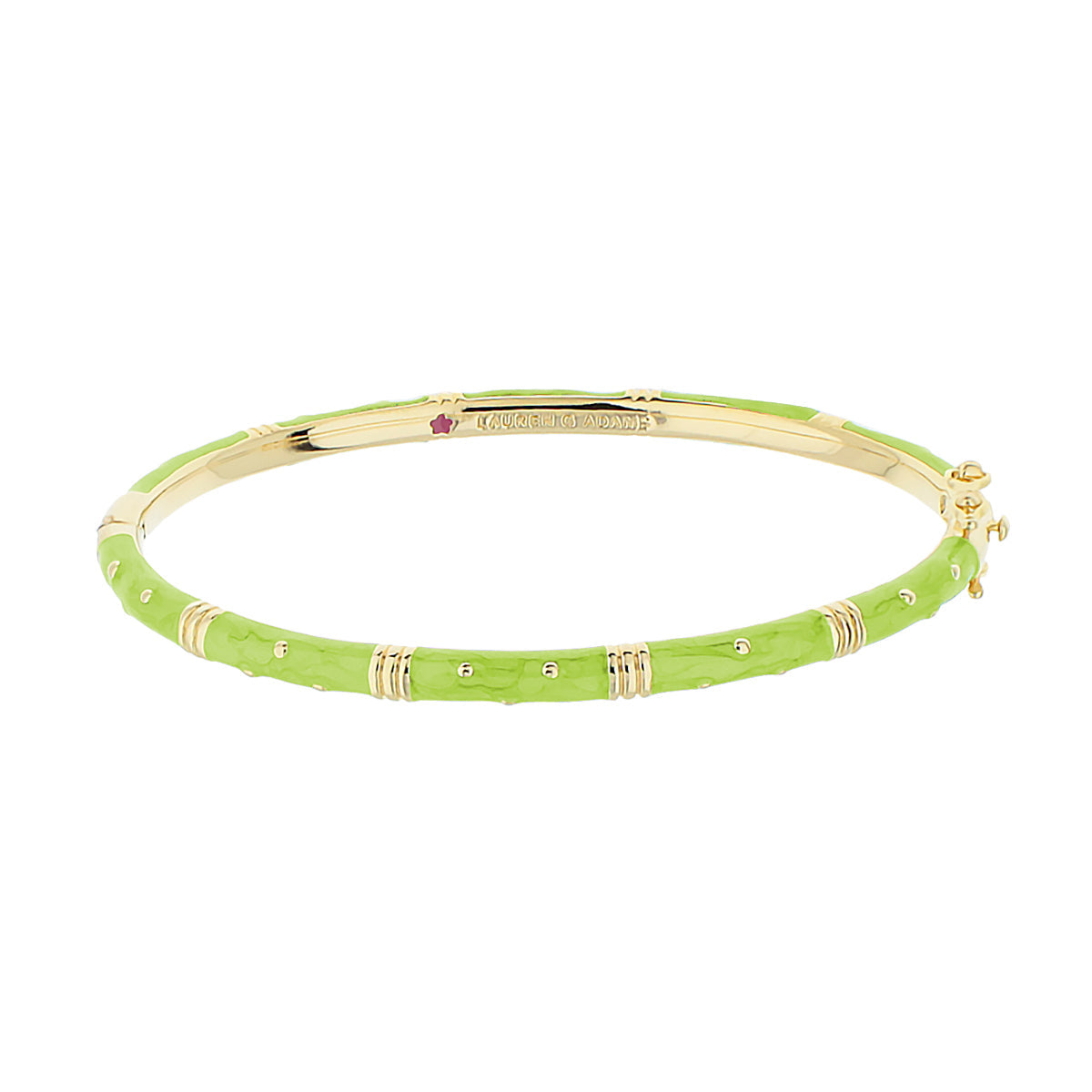Polka Dot Stackable Bangle by Lauren G Adams, lime green enamel with gold-tone accents on Tampa Home & Garden Store