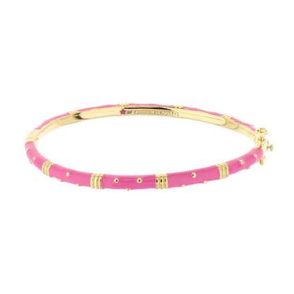 Polka Dot Stackable Bangle Crystal Dot pink enamel with gold-tone dots by Lauren G Adams on Tampa Home & Garden Store