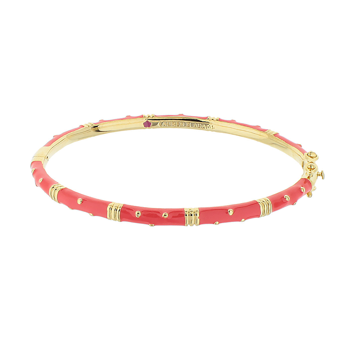 Polka Dot Stackable Bangle by Lauren G Adams in coral enamel with accents and crystal dots on Tampa Home & Garden Store