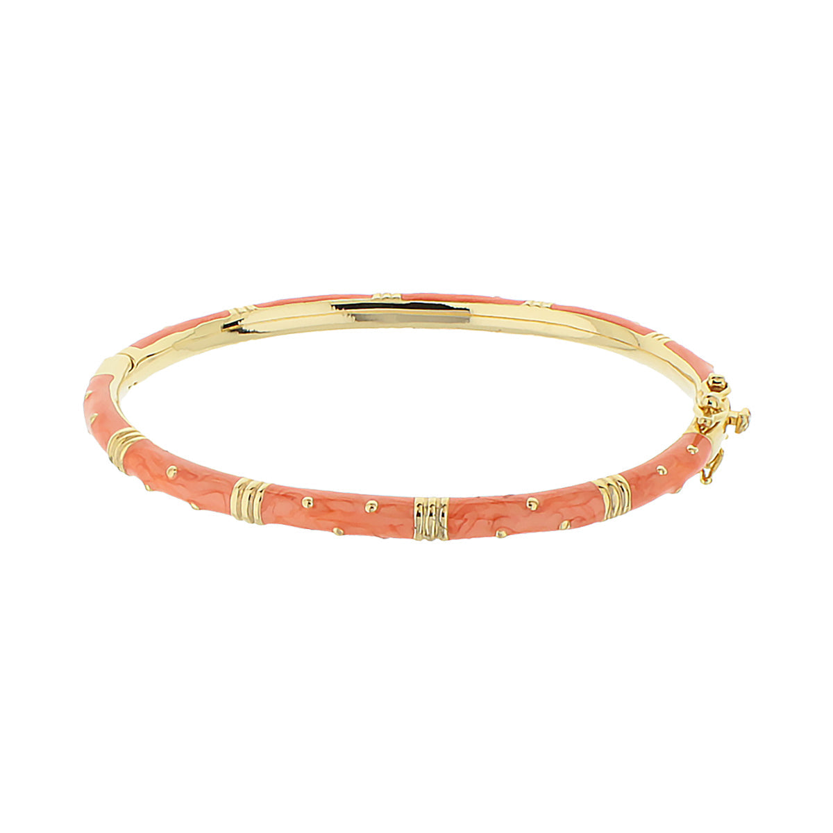 Polka Dot Stackable Bangle coral pink enamel with gold caps and crystal dots by Lauren G Adams on Tampa Home & Garden Store