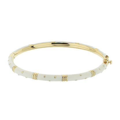 Polka Dot Stackable Bangle Slim Crystal Dot white enamel gold accents Lauren G Adams on Tampa Home & Garden Store