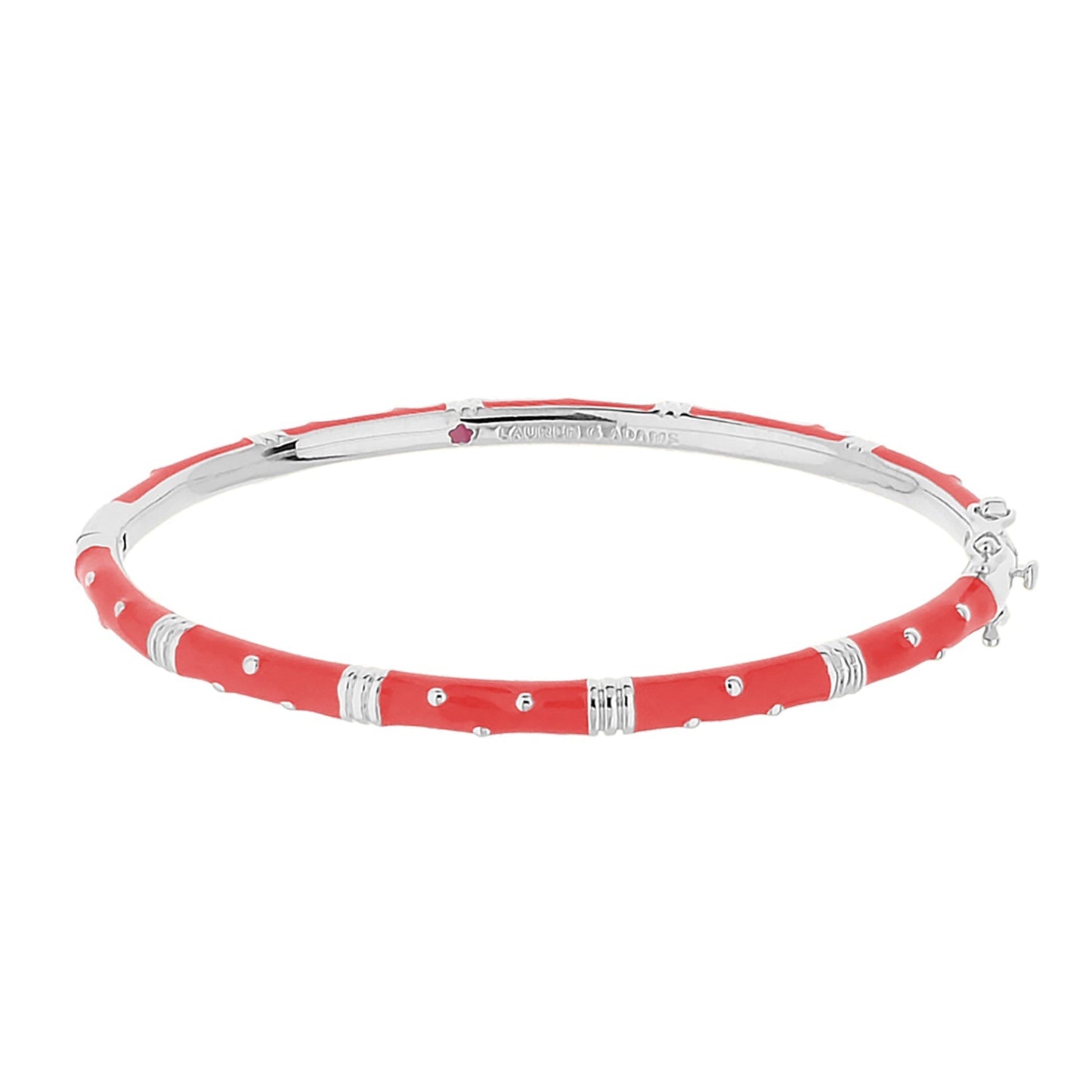 Polka Dot Stackable Bangle coral-red enamel bracelet with silver dots by Lauren G Adams on Tampa Home & Garden Store