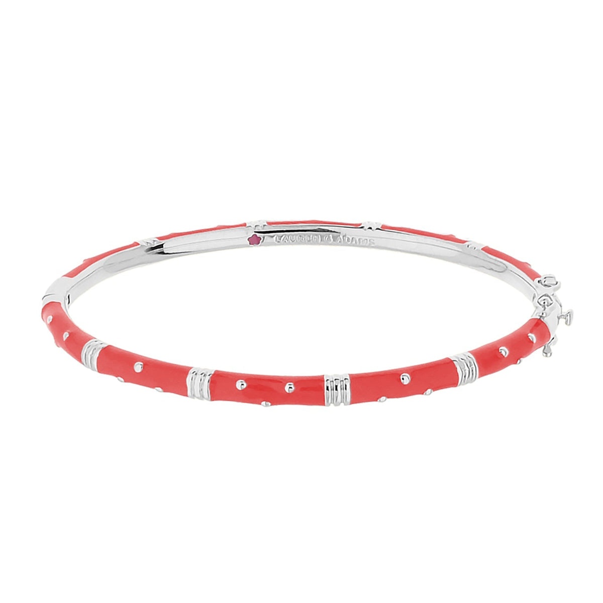 Polka Dot Stackable Bangle coral-red enamel bracelet with silver dots by Lauren G Adams on Tampa Home & Garden Store