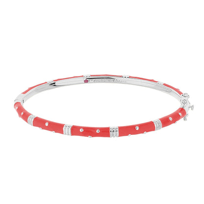 Polka Dot Stackable Bangle coral-red enamel bracelet with silver dots by Lauren G Adams on Tampa Home & Garden Store