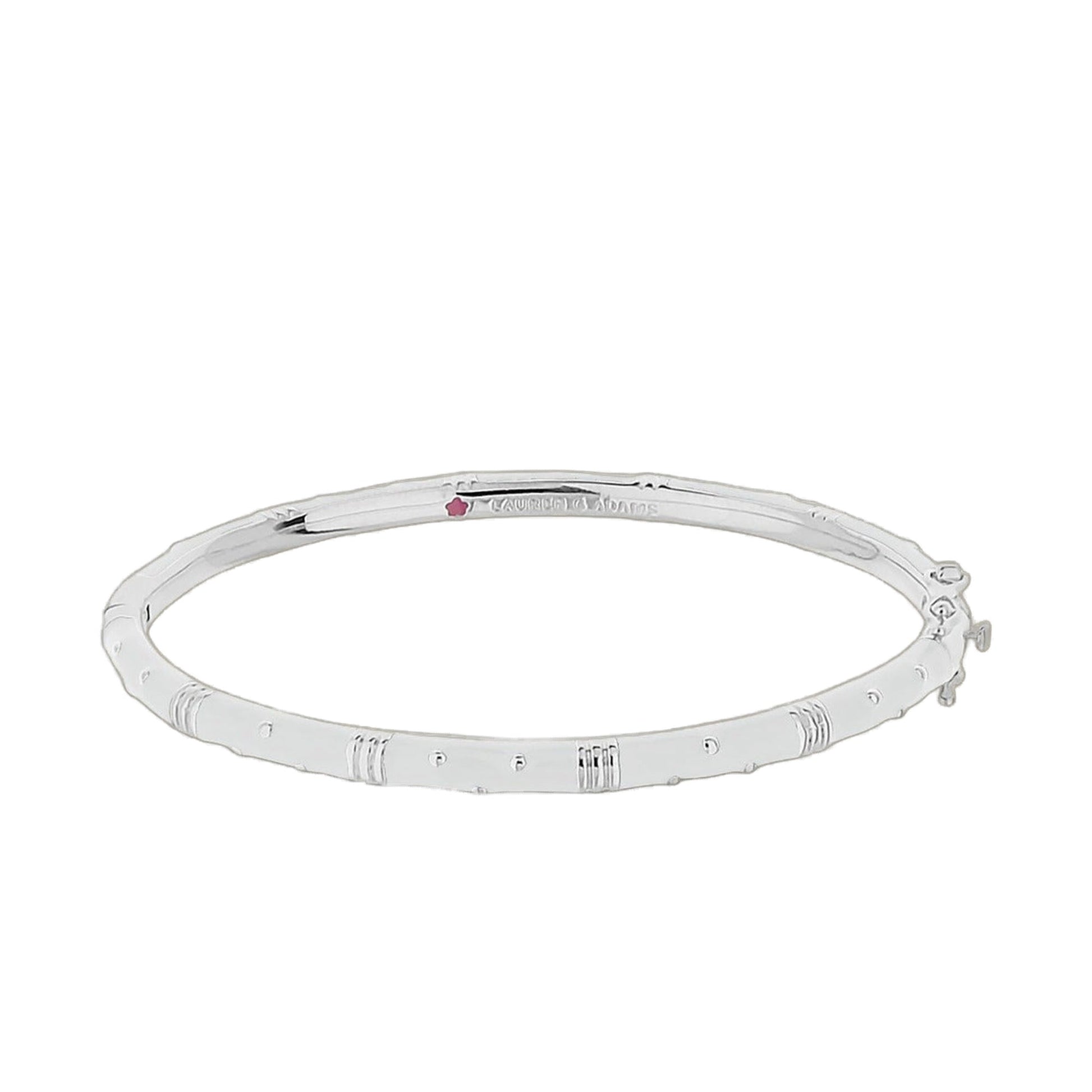 Polka Dot Stackable Bangle Slim Crystal Dot, silver bracelet with crystal dots and pink flower logo Lauren G Adams on Tampa Home & Garden Store