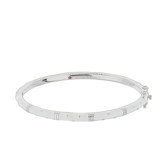 Polka Dot Stackable Bangle Slim Crystal Dot, silver bracelet with crystal dots and pink flower logo Lauren G Adams on Tampa Home & Garden Store