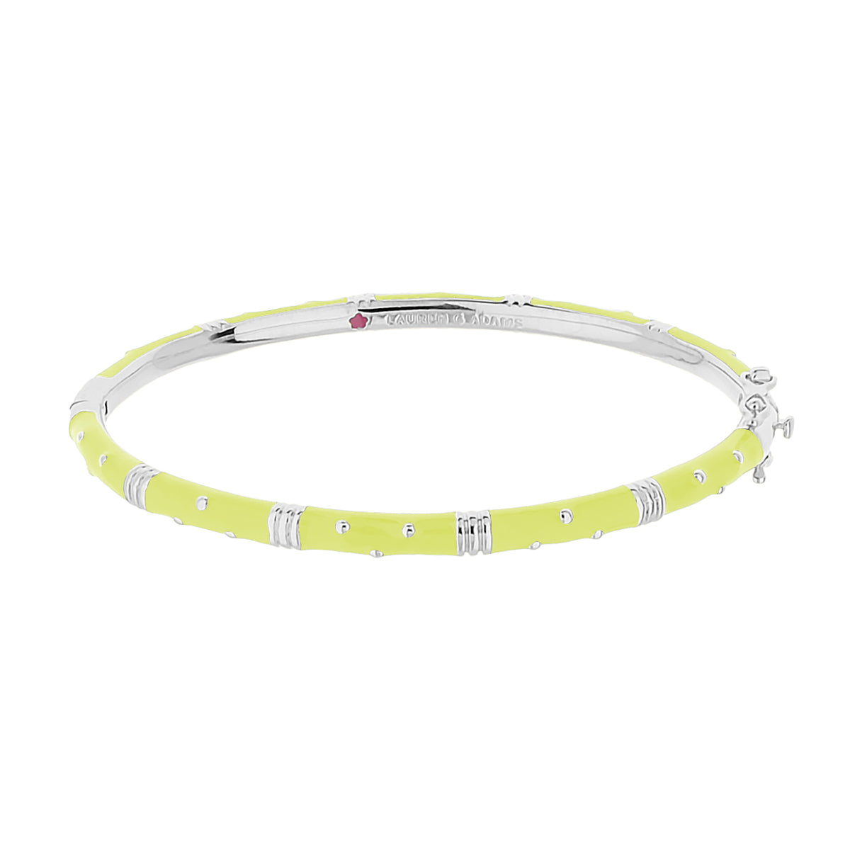 Polka Dot Stackable Bangle in yellow enamel with silver links and crystal dots by Lauren G Adams on Tampa Home & Garden Store