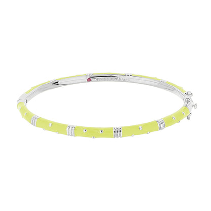 Polka Dot Stackable Bangle in yellow enamel with silver links and crystal dots by Lauren G Adams on Tampa Home & Garden Store