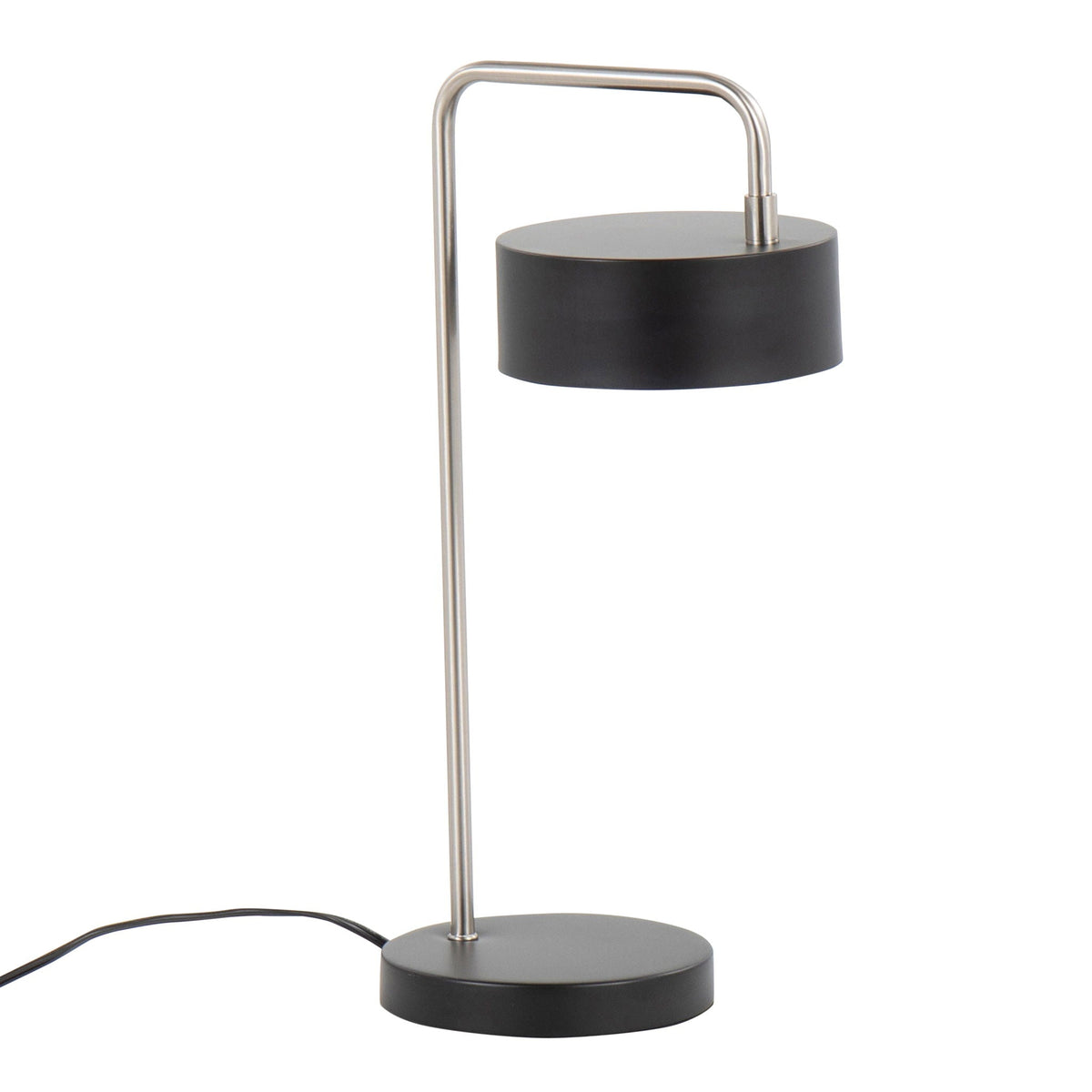 Puck contemporary table lamp, nickel arc frame with black shade, HouseOfZazla on Tampa Home & Garden Store