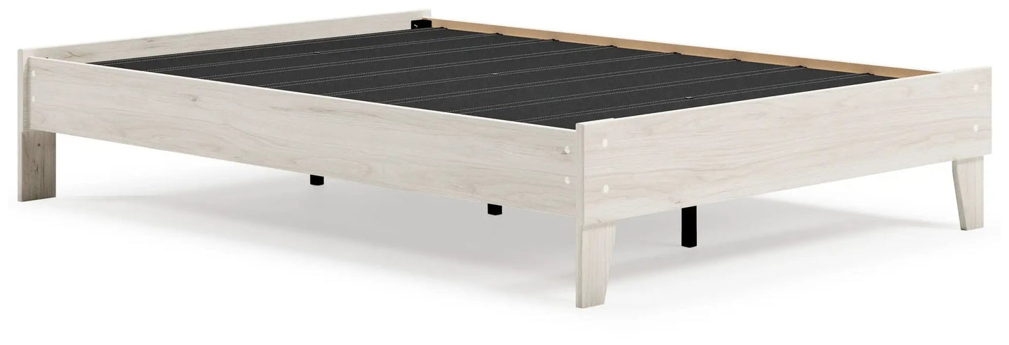 Socalle Platform Bed in pale wood finish with black slatted base on Tampa Home & Garden Store