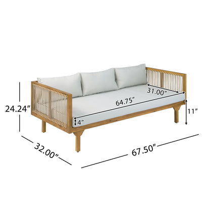 Outdoor Acacia Wood Patio Sofa with Teak Finish