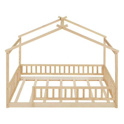 Bed House Bed Frame With Fence canopy bed in natural pine by Unique Piece Furniture on Tampa Home & Garden Store