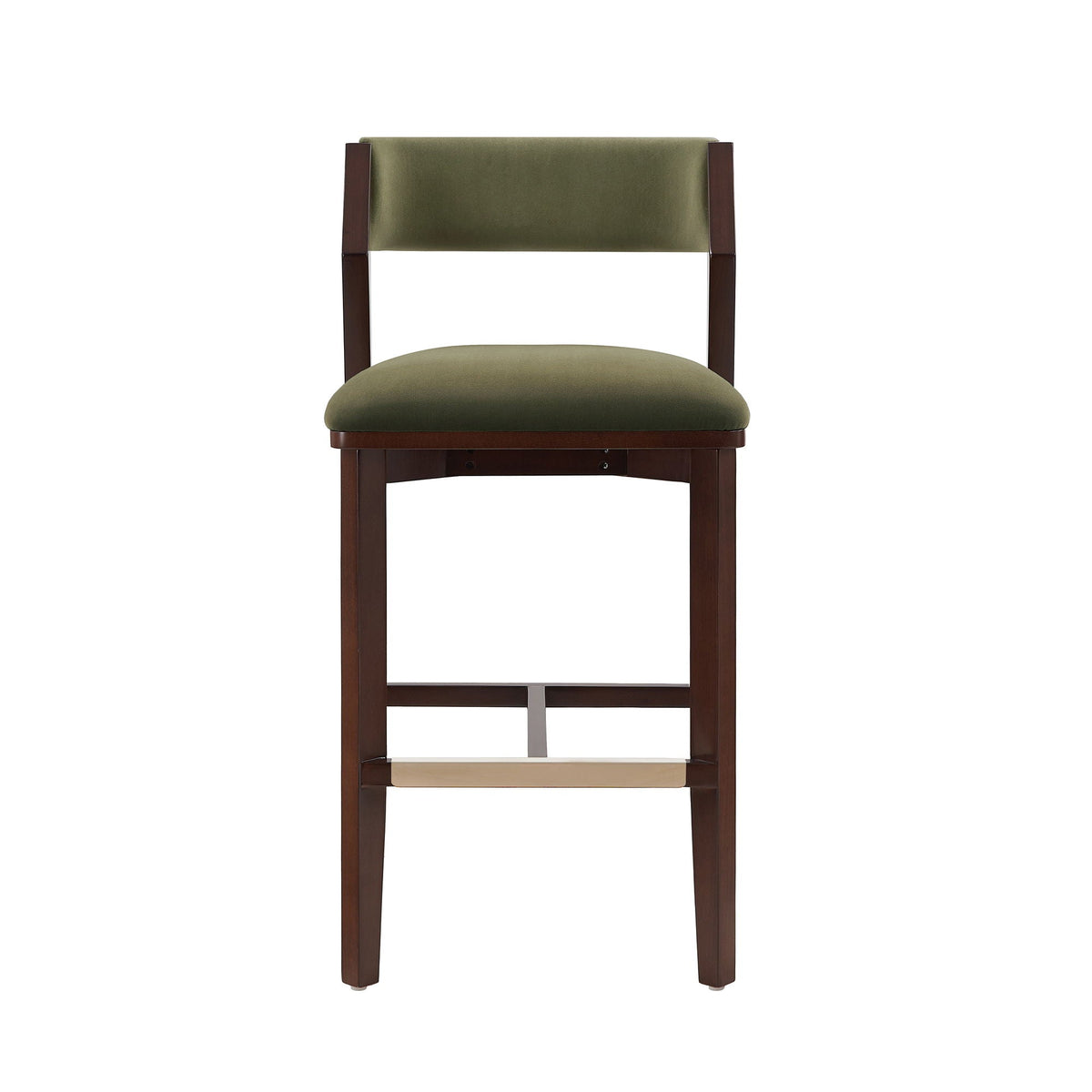 Bar height barstool with backrest, dark green upholstery, wood frame by HouseOfZazla on Tampa Home & Garden Store