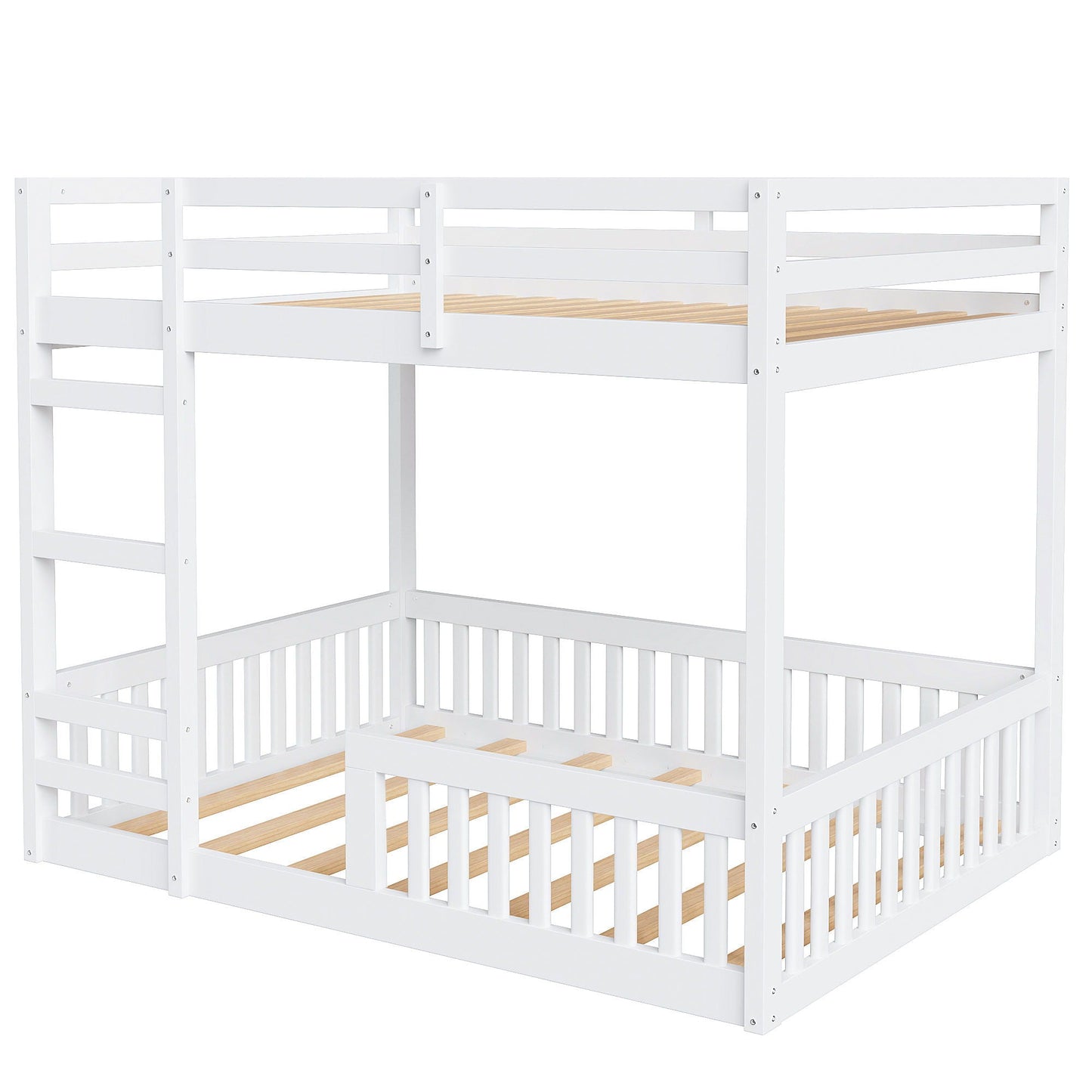 Stylish bunk bed in white with ladder and guardrails by HouseOfZazla on Tampa Home & Garden Store