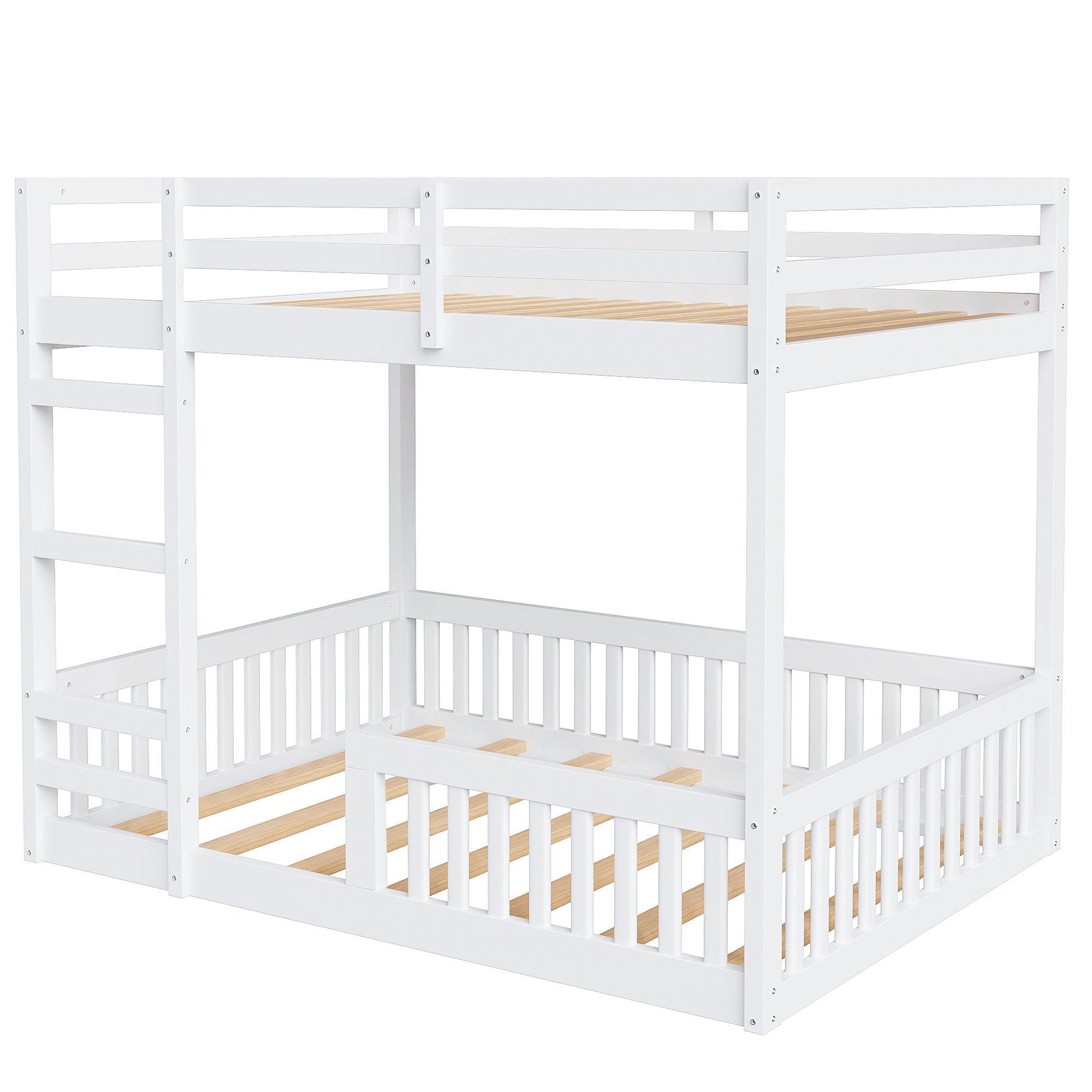 Stylish bunk bed in white with ladder and guardrails by HouseOfZazla on Tampa Home & Garden Store