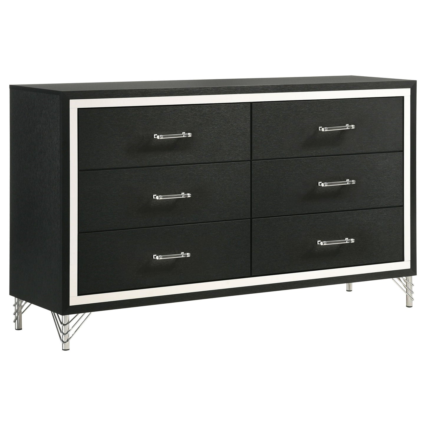 Malcolm 5 Piece Bedroom Set black dresser chrome pulls by HouseOfZazla on Tampa Home & Garden Store