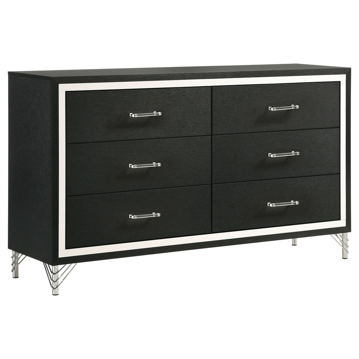 Malcolm 5 Piece Bedroom Set black dresser chrome pulls by HouseOfZazla on Tampa Home & Garden Store