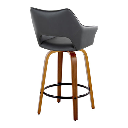 Contemporary counter stools set of 2 in black faux leather with swivel HouseOfZazla on Tampa Home & Garden Store