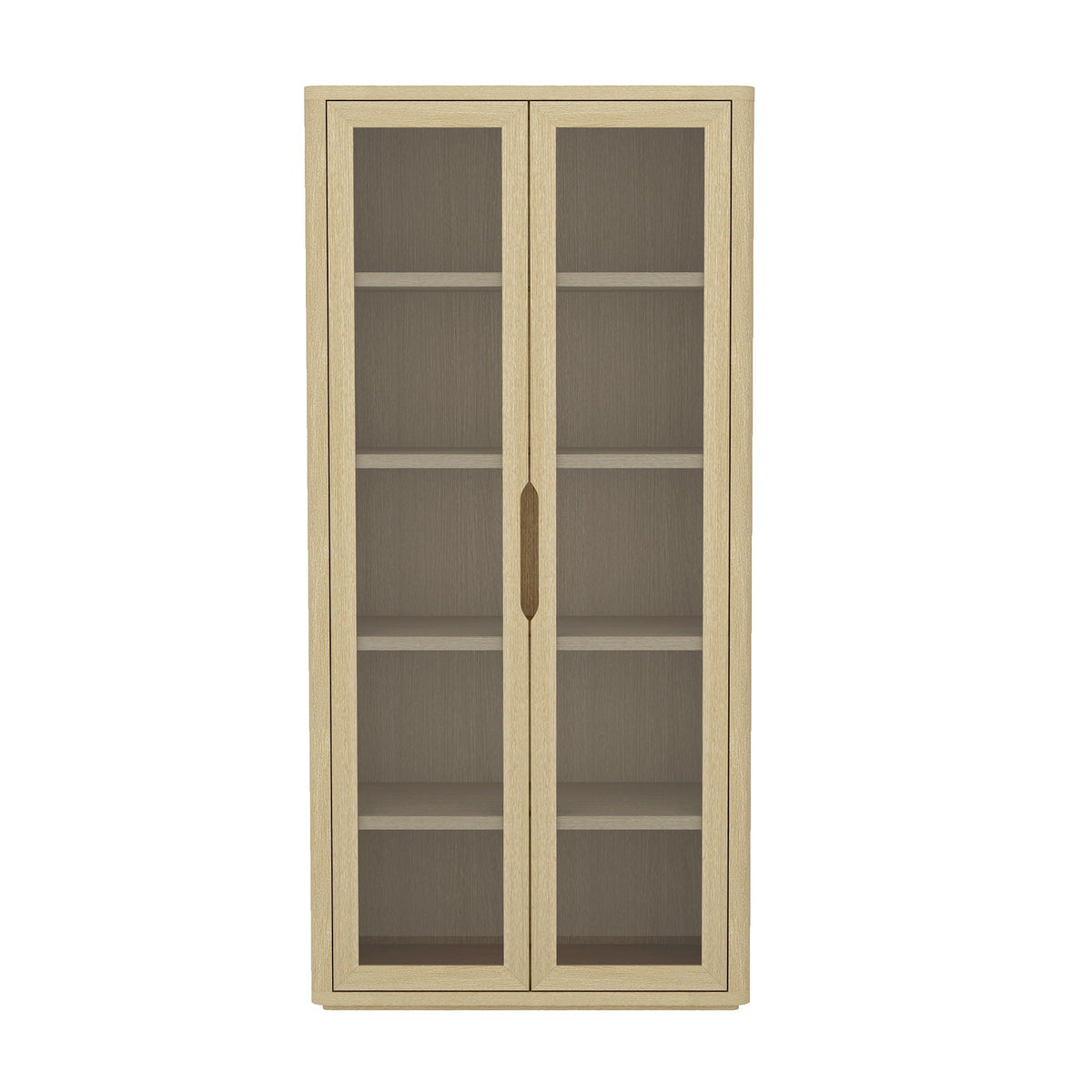 Bookcase cabinet with glass doors and adjustable shelves by HouseOfZazla in light brown on Tampa Home & Garden Store