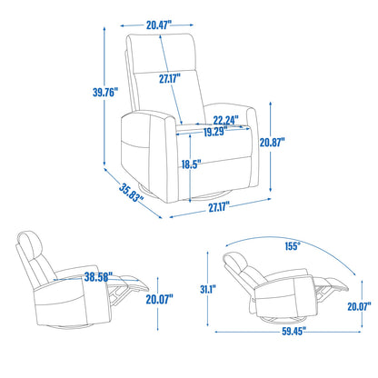 Heat Massage Manual Recliner Chair in Fabric by HouseOfZazla with rocker and swivel dimensions on Tampa Home & Garden Store