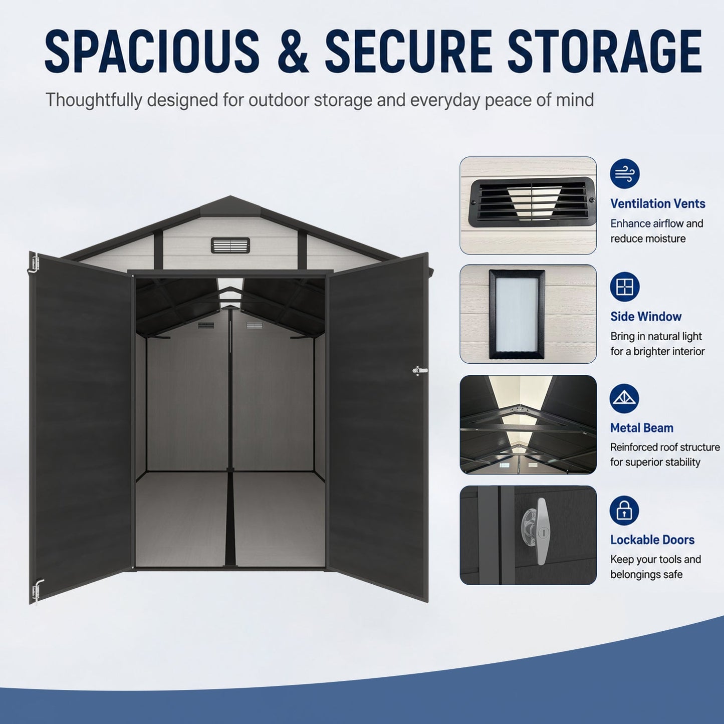 Sturdy 8x10 Ft Plastic Shed for Home and Garden