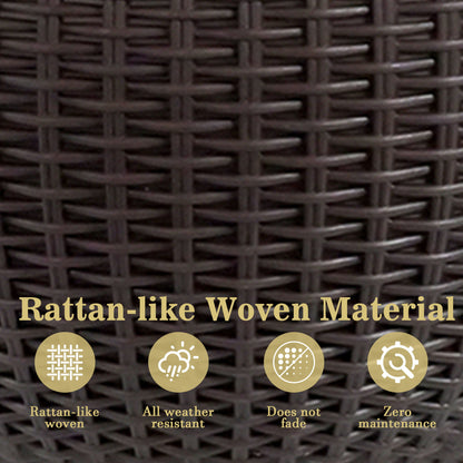 Self Watering Hanging Planter rattan-like woven material close-up in dark brown on Tampa Home & Garden Store