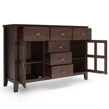 HouseOfZazla solid wood sideboard buffet with glass storage, dark espresso finish on Tampa Home & Garden Store