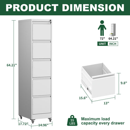 Metal vertical file cabinet with locking drawers and wheels, HouseOfZazla, black or white on Tampa Home & Garden Store