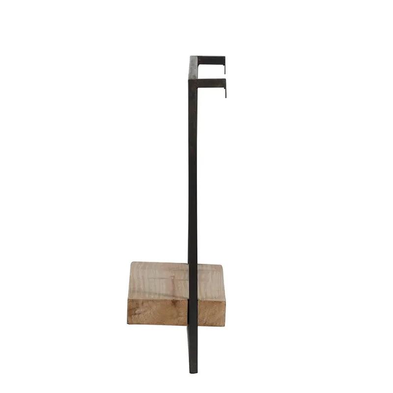Wall shelf by Unique Piece Furniture with black metal frame and natural wood block base on Tampa Home & Garden Store