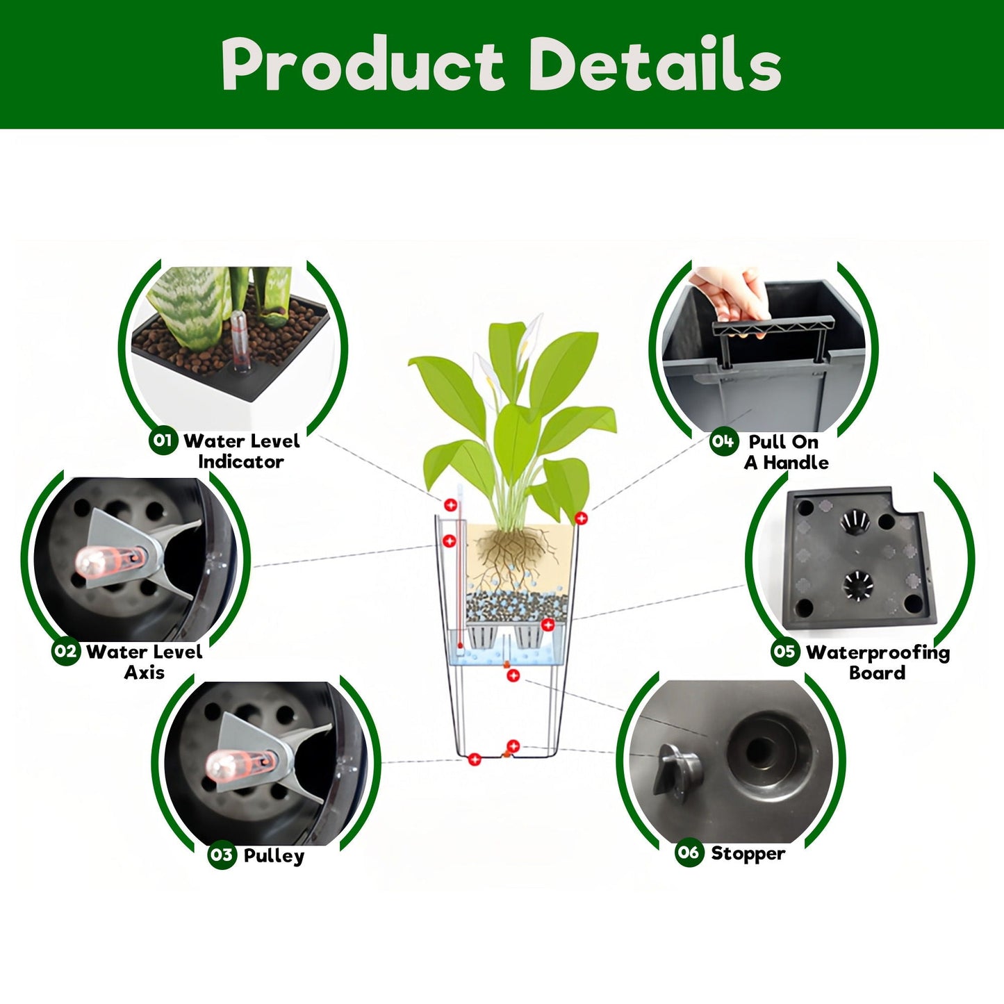 Planter indoor/outdoor with automatic watering system by HouseOfZazla level indicator on Tampa Home & Garden Store