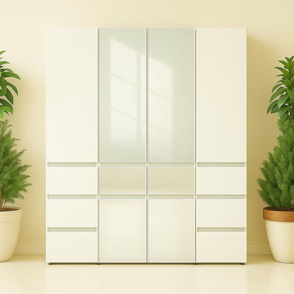 Slim modular closet cabinet with mirror in white, triple wardrobe by HouseOfZazla on Tampa Home & Garden Store