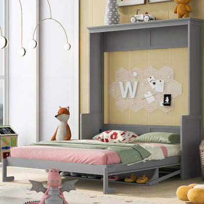 Queen Size Murphy Bed with Solid Pine Shelf