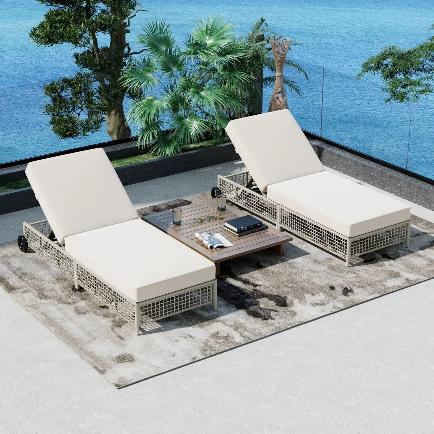 Lounge Chair With 5 Position Backrest Wheels