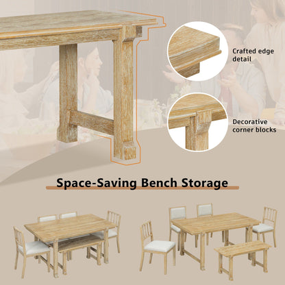 Rubber Wood Six Piece Kitchen and Dining Set