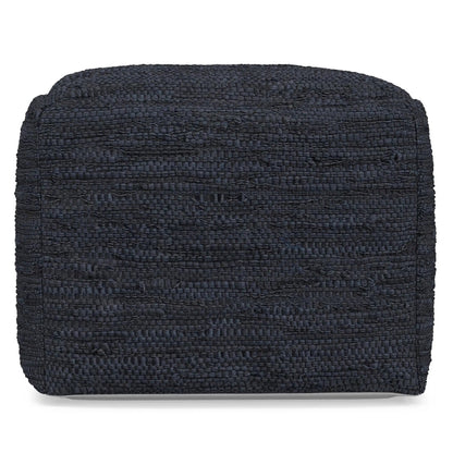 Fredrik handcrafted square pouf in dark navy woven fabric by Unique Piece Furniture on Tampa Home & Garden Store